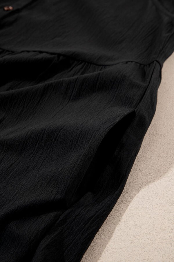 Black Plus Size Sleeveless Button Front Loose Jumpsuit