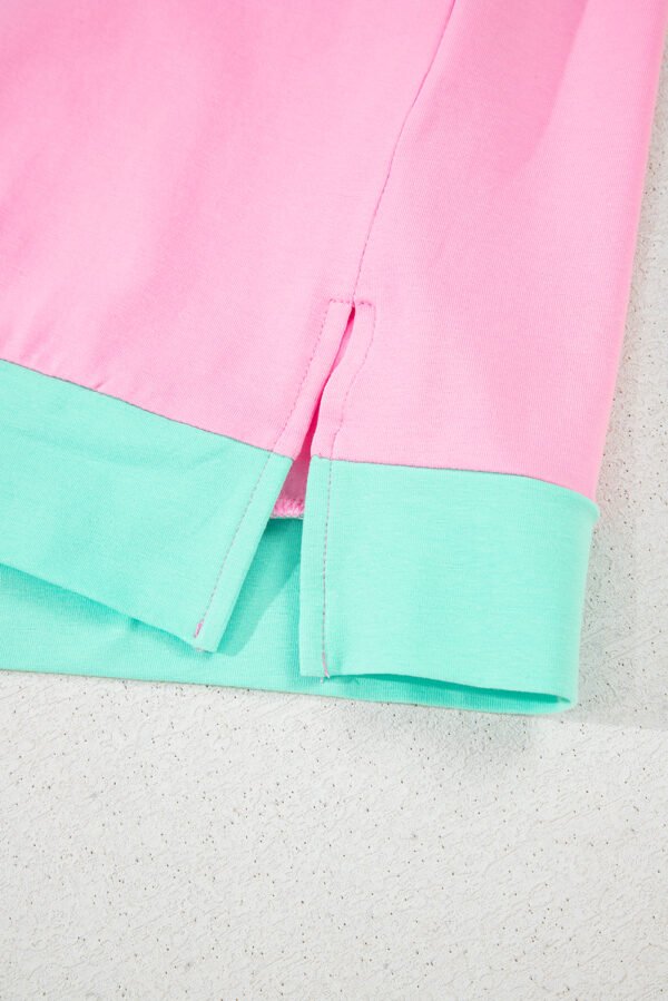 Mint Green Two Tone Half Buttons Collared T Shirt