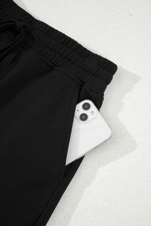 Black French Terry Drawstring Mini Skort with Pockets