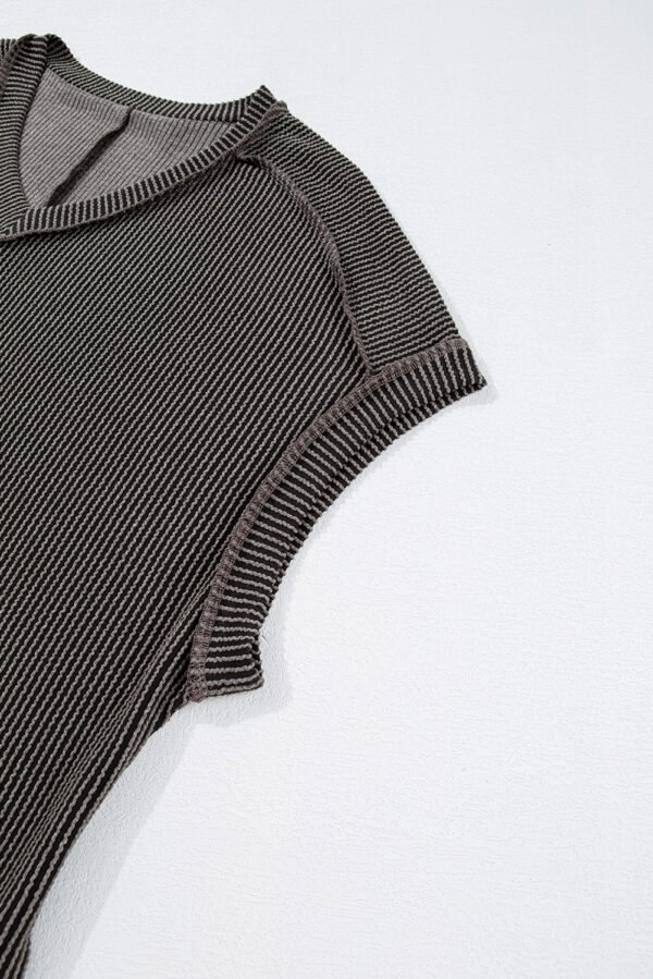 Carbon Grey Corded V Neck Plus Size T Shirt Dress with Pockets