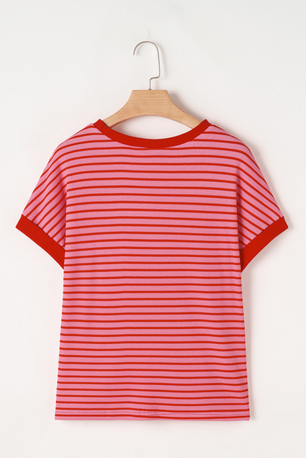 Pink Stripe Sequin Crawfish Crewneck T Shirt