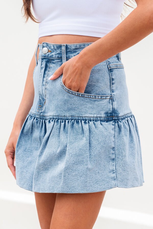 Myosotis Bubble Hem Denim Mini Skirt