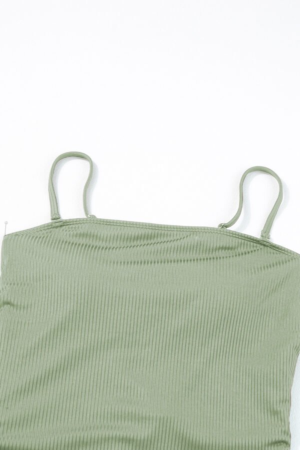 Laurel Green Ribbed Drawstring Sides Cutout One Piece Swimsuit