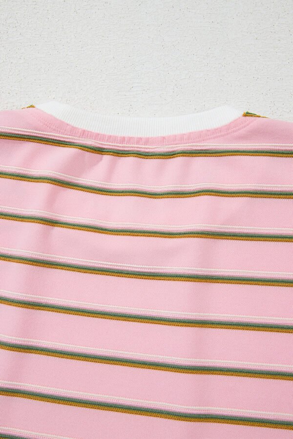Pink Stripe Wide Short Sleeve Tee and Short Set