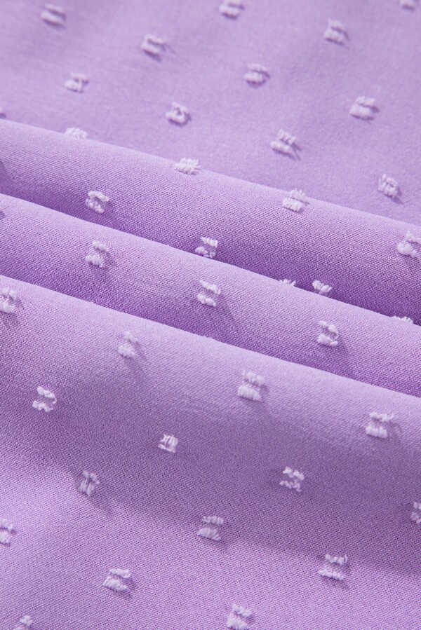 Wisteria Swiss Dot Smocked Frilled Neckline Short Sleeve Plus Size Dress