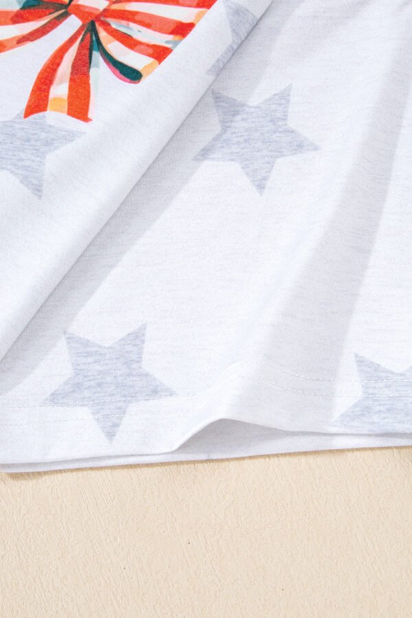 Khaki Patriotic Flag Bow Graphic Starry Round Neck T Shirt
