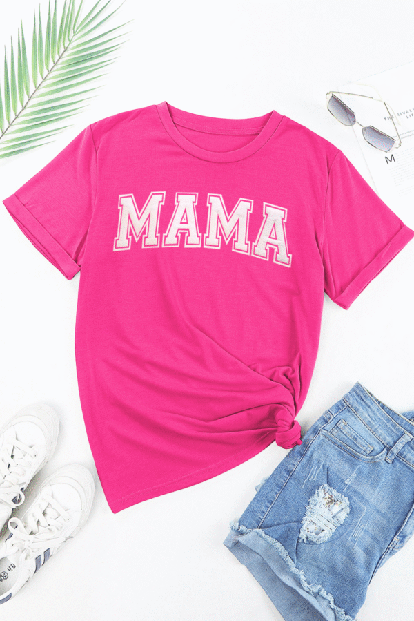 Rose Red MAMA Graphic Crew Neck Tee