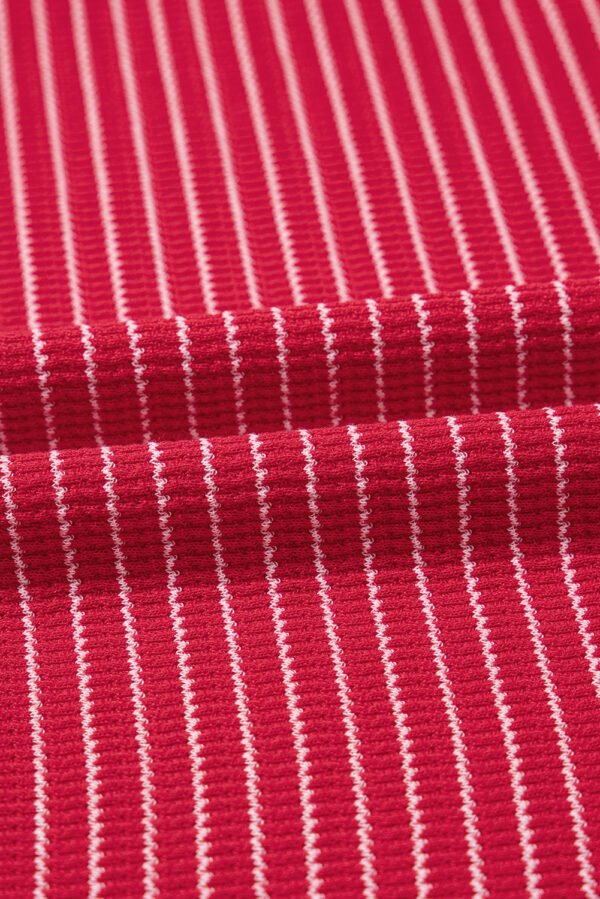 Red Stripe Criss Cross Side Slits Slim Fit Sleeveless Midi Dress