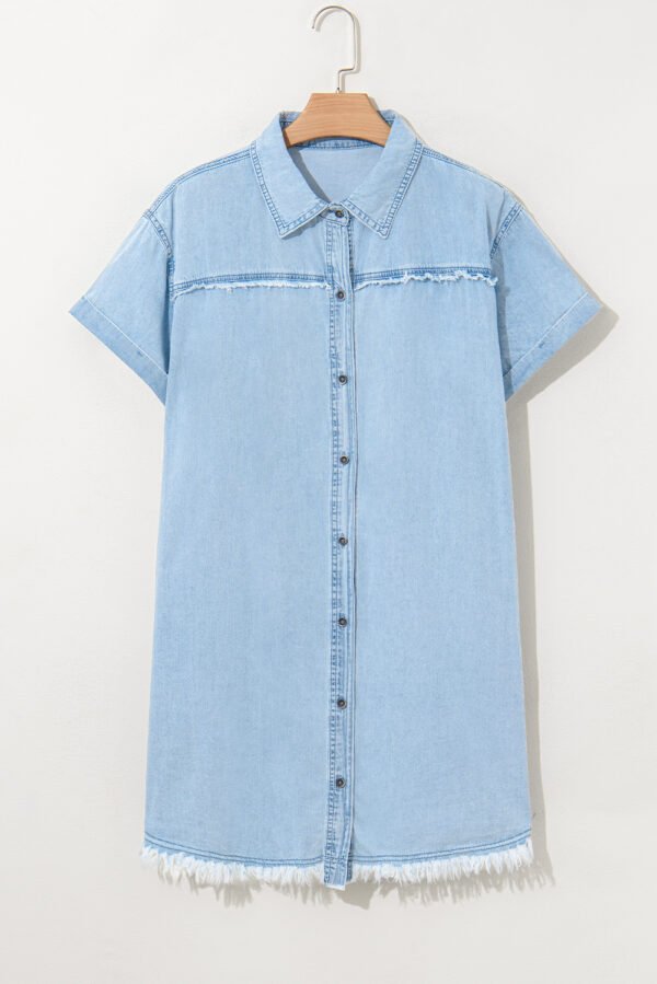 Ashleigh Blue Denim Collared Cap Sleeve Buttoned Front Plus Size Shirt Dress