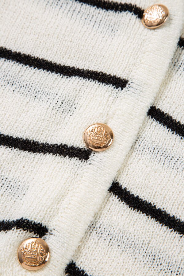 Black Stripe Buttoned V Neck Slim Fit Sweater Vest