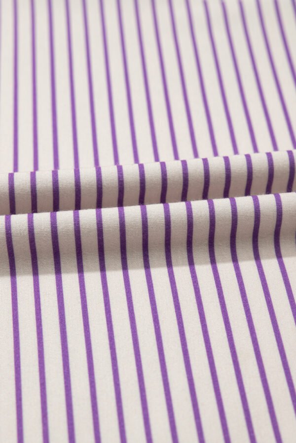 Purple Stripe Floral Color Block Raw Edge Patchwork Bracelet Sleeve Blouse
