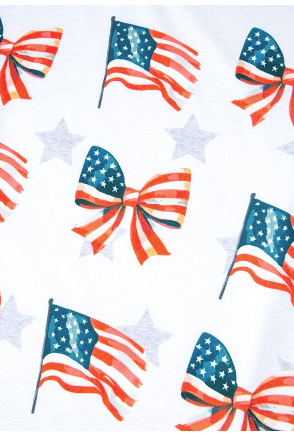 Khaki Patriotic Flag Bow Graphic Starry Round Neck T Shirt