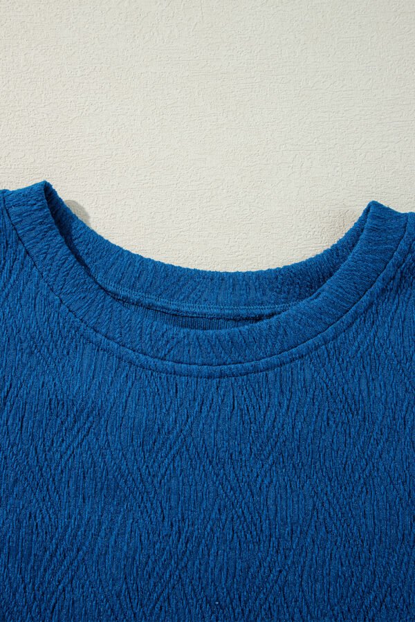 Bluing Solid Textured Crew Neck Short Set