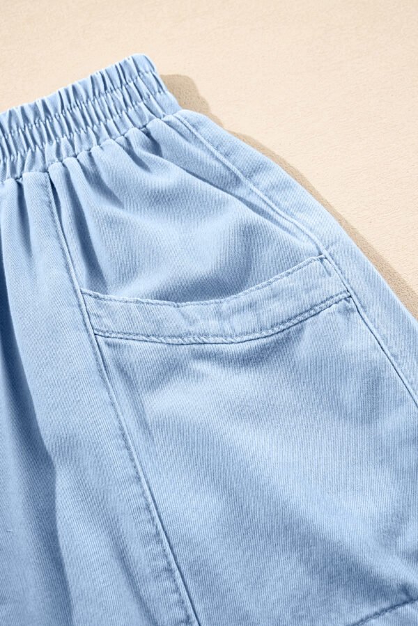 Beau Blue Light Wash Pocketed Wide Leg Denim Shorts