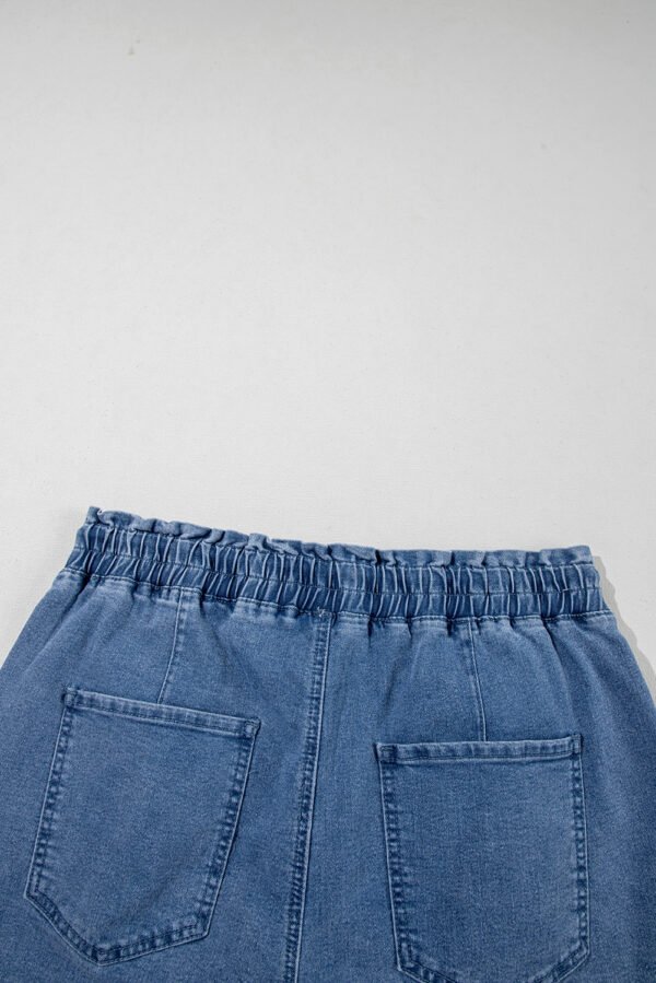 Ashleigh Blue Drawstring High Waist Casual Denim Shorts with Pockets