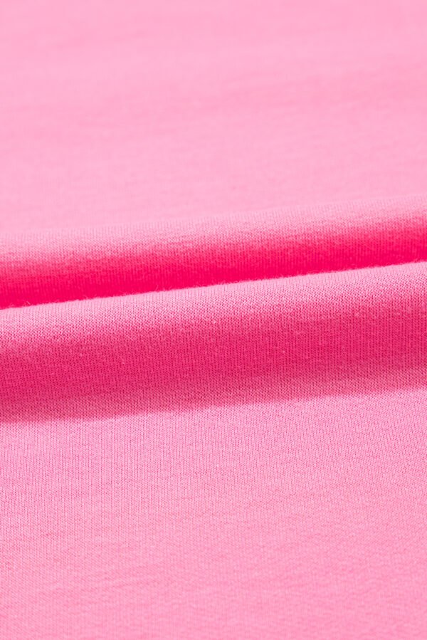 Pink Contrast Bow Trim Pearl Puff Sleeve Blouse and Skort 2pcs Set