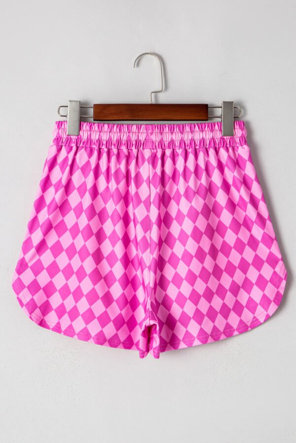 Pink Geometric Print Active Casual Shorts with Slits