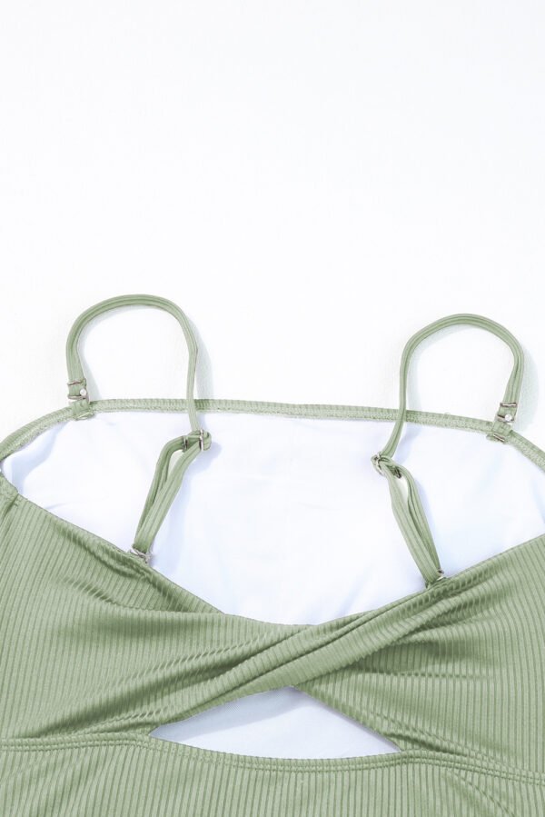 Laurel Green Ribbed Drawstring Sides Cutout One Piece Swimsuit