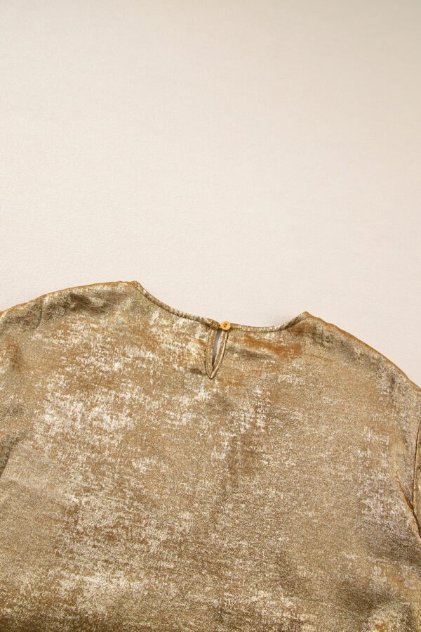 Gold Metallic Luster Crewneck Mini T-Shirt Dress