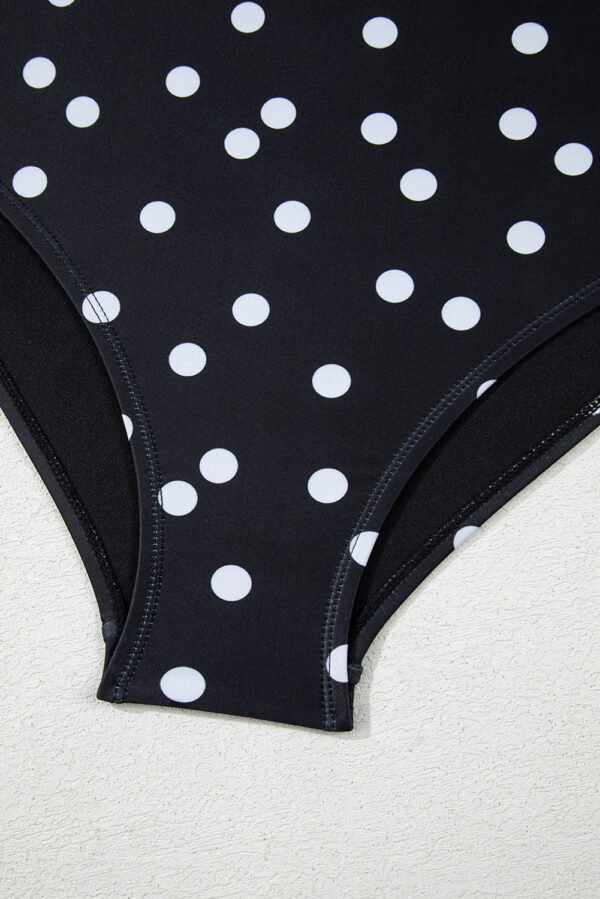 Black Polka Dot Print V Neck Tankini Set
