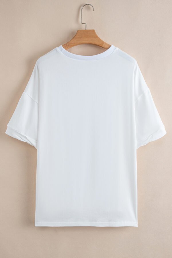 White Loose Half Sleeve Hi Low Hem T Shirt
