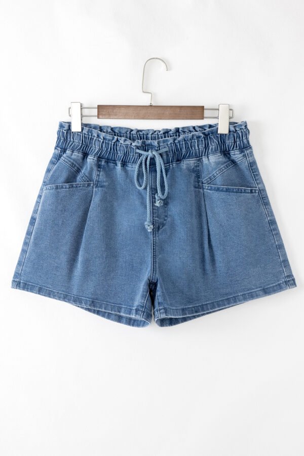 Ashleigh Blue Drawstring High Waist Casual Denim Shorts with Pockets
