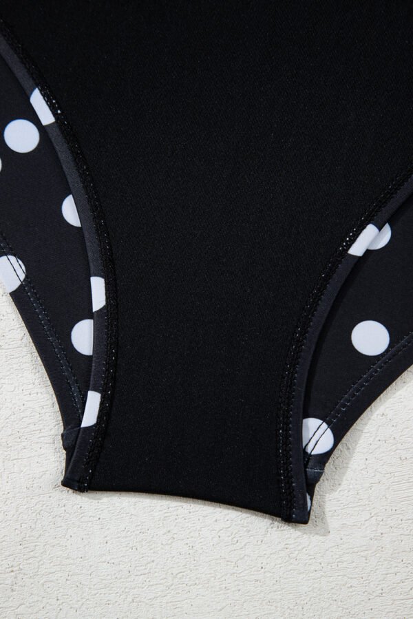Black Polka Dot Print V Neck Tankini Set