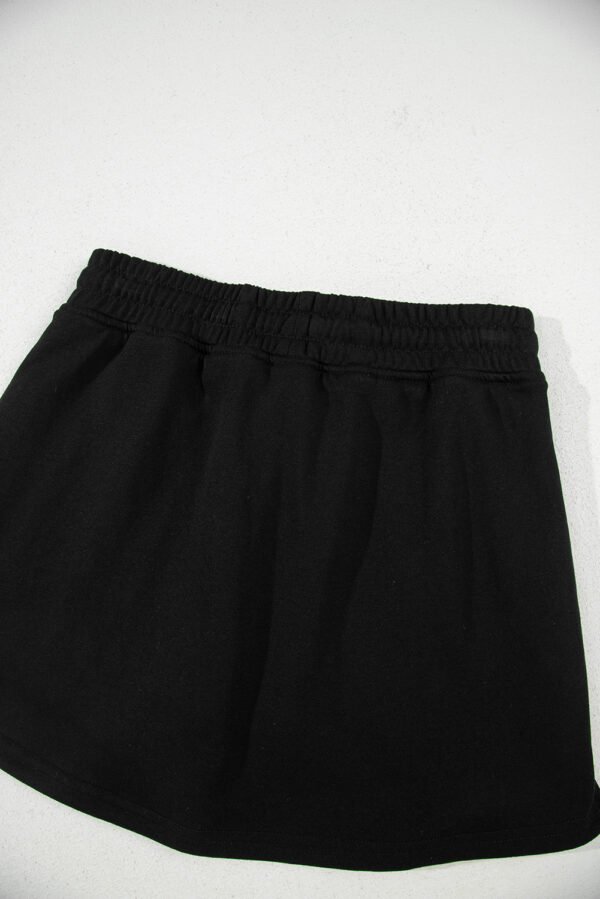 Black French Terry Drawstring Mini Skort with Pockets