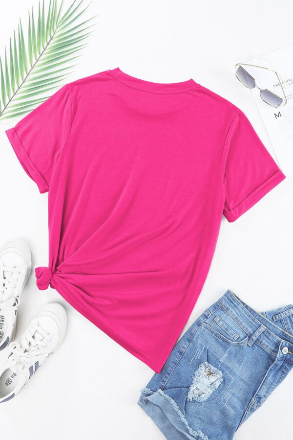 Rose Red Floral MAMA Lettering Bow Print T Shirt
