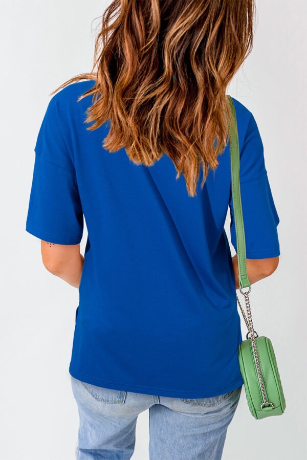 Dark Blue Contrast America Graphic Drop Shoulder Tee
