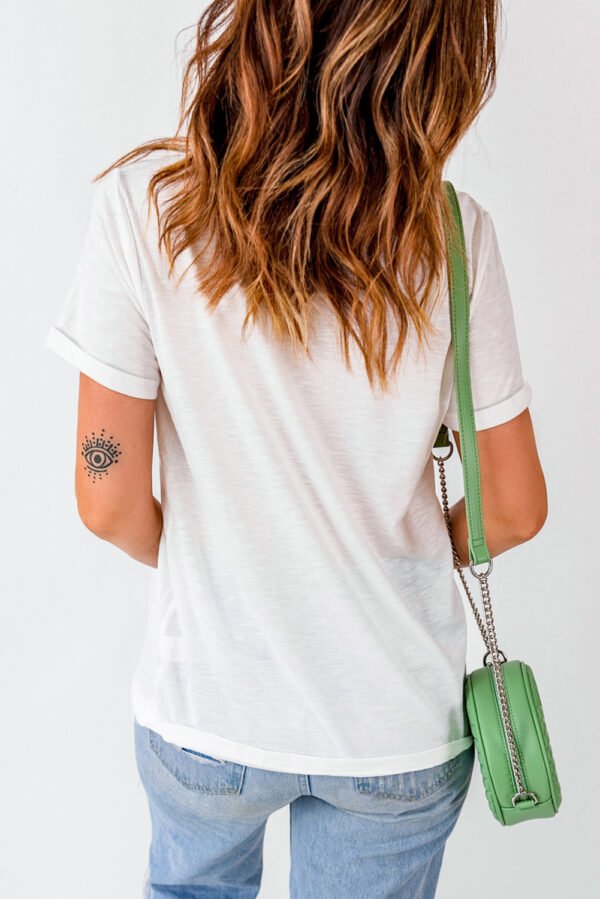 White Sequin mama Graphic Crewneck T Shirt