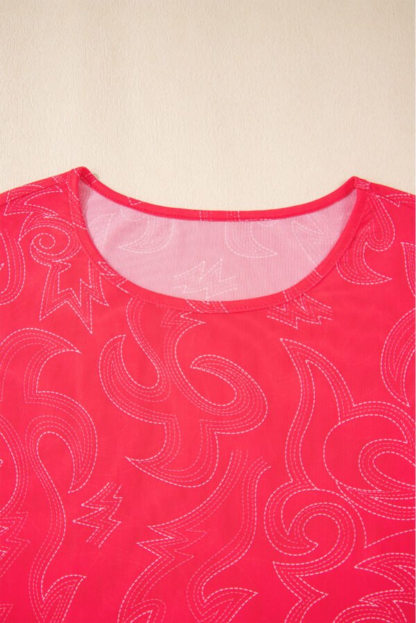 Red Western Girls Mesh T Shirt