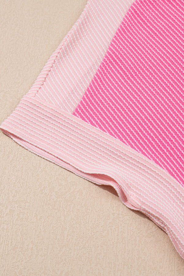 Sachet Pink 2-tone Colorblock Patchwork Corded 2pcs Outfit