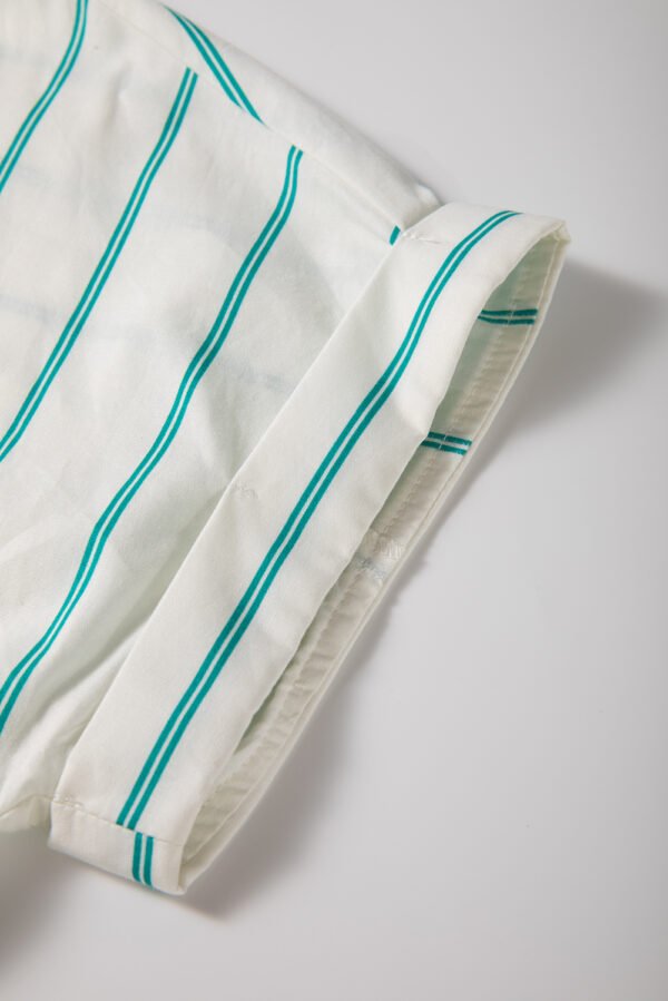 Mint Green St Patricks Striped Wide Short Sleeve Shift Mini Shirt Dress