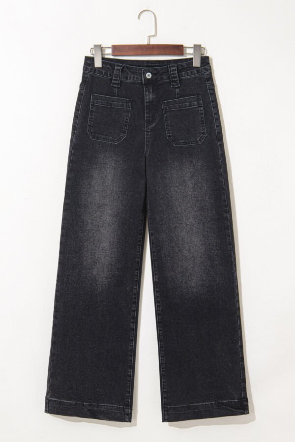 Black Wide Leg Pocketed High Waist Jeans