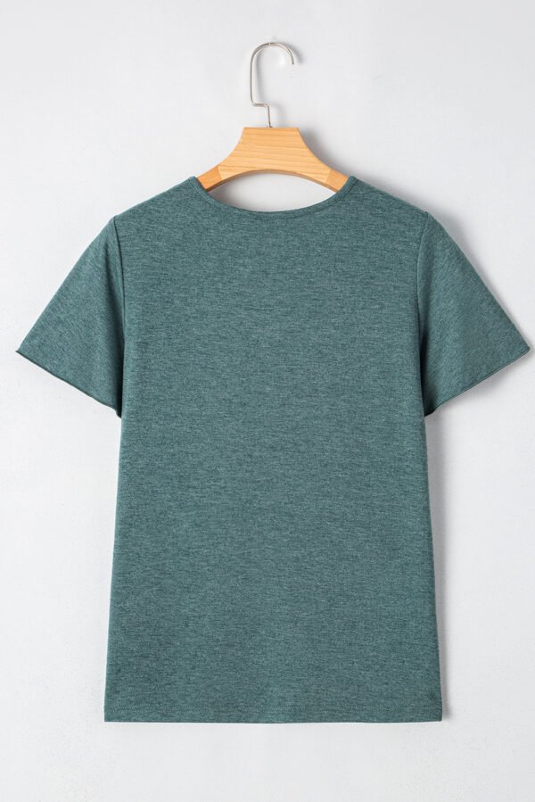 Mist Green Crisscross V Neck Butterfly Sleeve T Shirt
