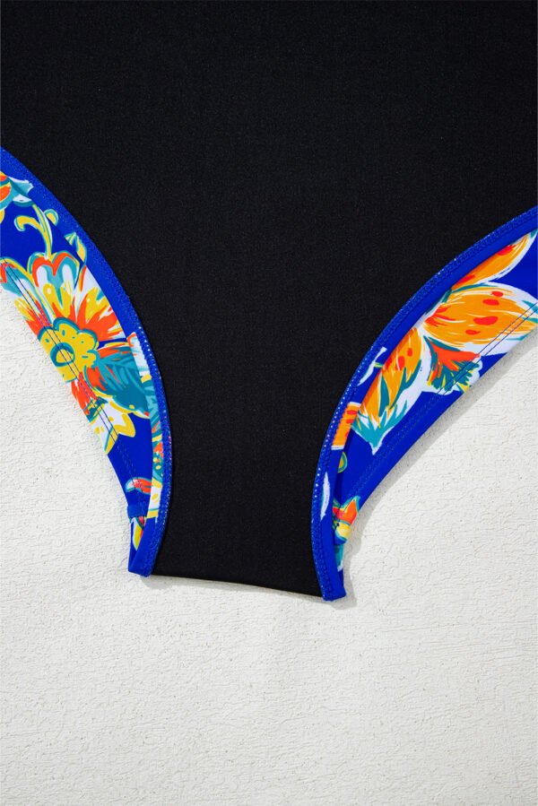 Blue Floral Plunging Slim & Sculpt One-Piece Crisscross Backless One Piece Swimsuit