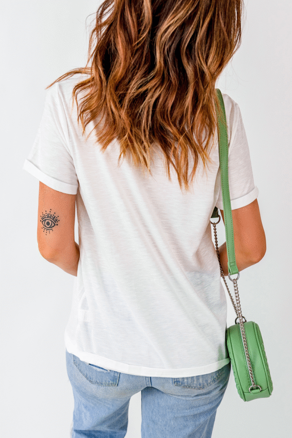 White Crawfish Checkered Pattern Graphic Tee