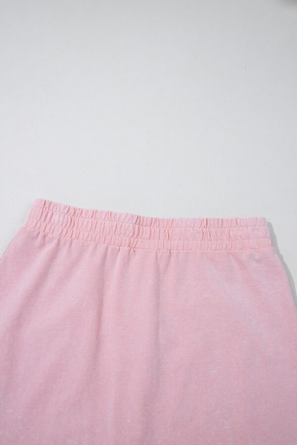 Light Pink 2 Pieces Mineral Wash Cotton Tank Top Lined Split Skirt Set