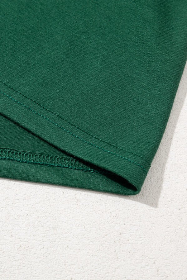 Green Contrast Lace Raglan Sleeve Pleated Detail Shift Dress