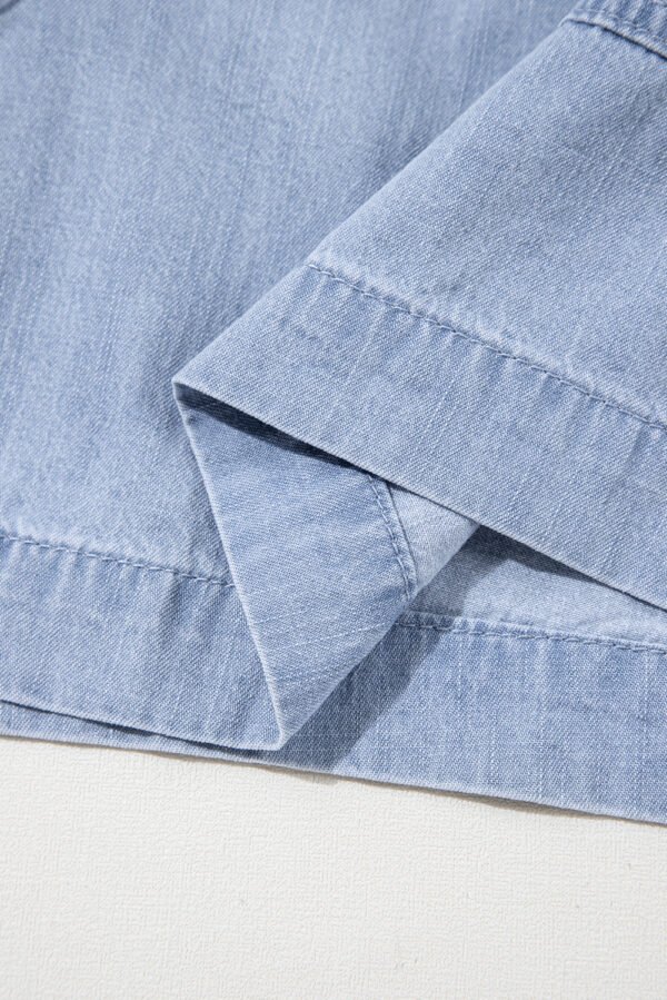 Beau Blue Pocketed Drawstring High Waist Plus Size Denim Shorts