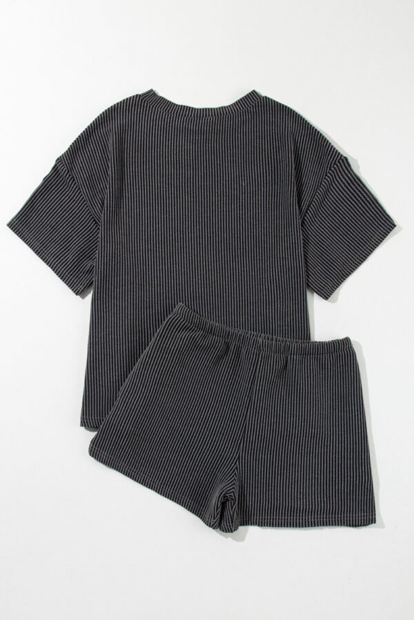 Carbon Grey Sequin Crawfish Food Print Textured Tee and Short Set