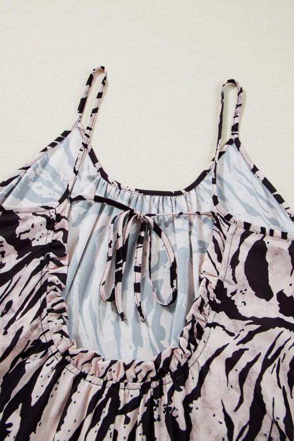 Black Abstract Print Open Back Boho Loose Maxi Sundress