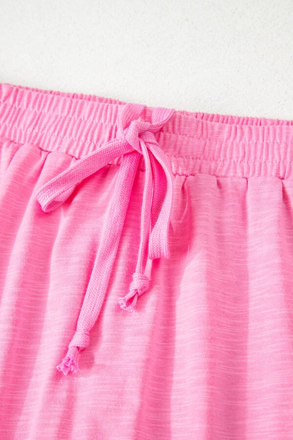 Sachet Pink Loose Fit Half Sleeve T Shirt and High Waist Skirt Set