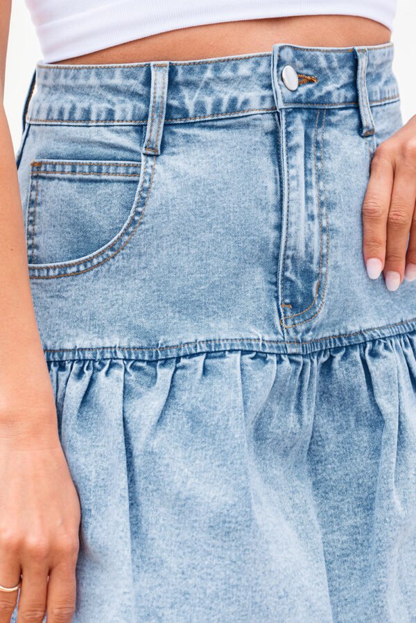 Myosotis Bubble Hem Denim Mini Skirt