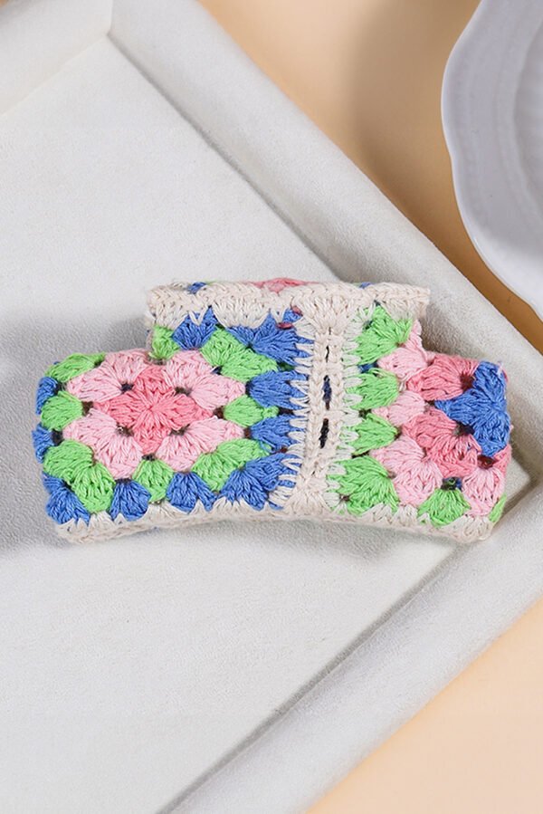 Dark Blue Flower Crochet Cover Hair Clawclip