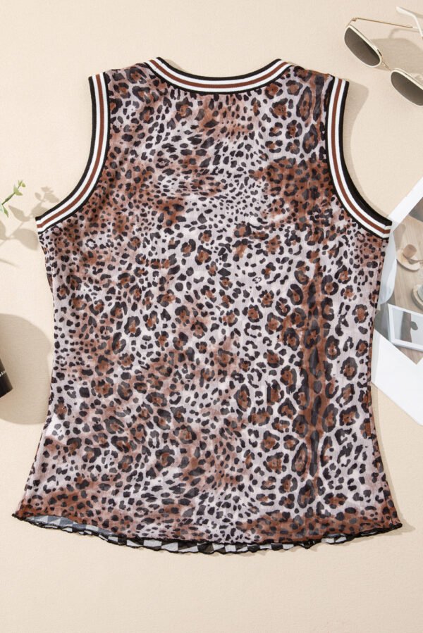 Multicolour Cheetah Checkered Dual Print Reversible Round Neck Mesh Tank Top