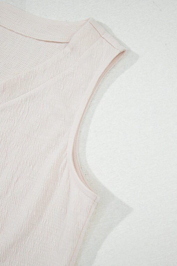 Apricot Buttoned V Neck Tank Top and Wide Leg Pants Casual Outfit