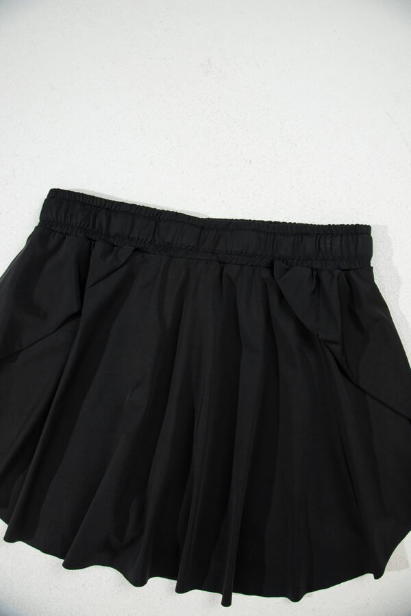 Black Drawstring High Waist Lined Tennis Skorts