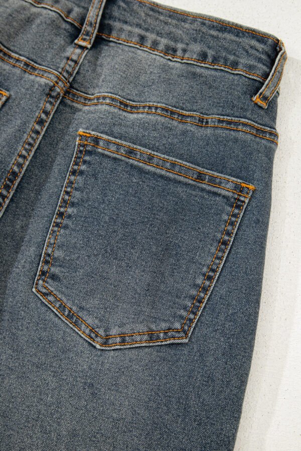 Sail Blue Exposed Stitching Loose Straight High Waist Jeans
